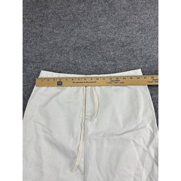 J.Crew Skirt Womens Medium Ivory Cotton Drawstring Waist Pockets Midi Back Slit - Picture 3 of 9